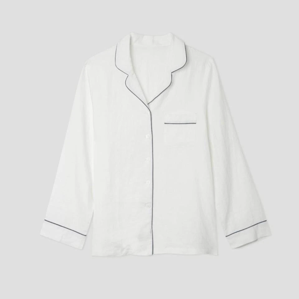 White Linen Pajama Shirt (Top Only) 5 White Linen Pajama Shirt (Top Only) - Image 3