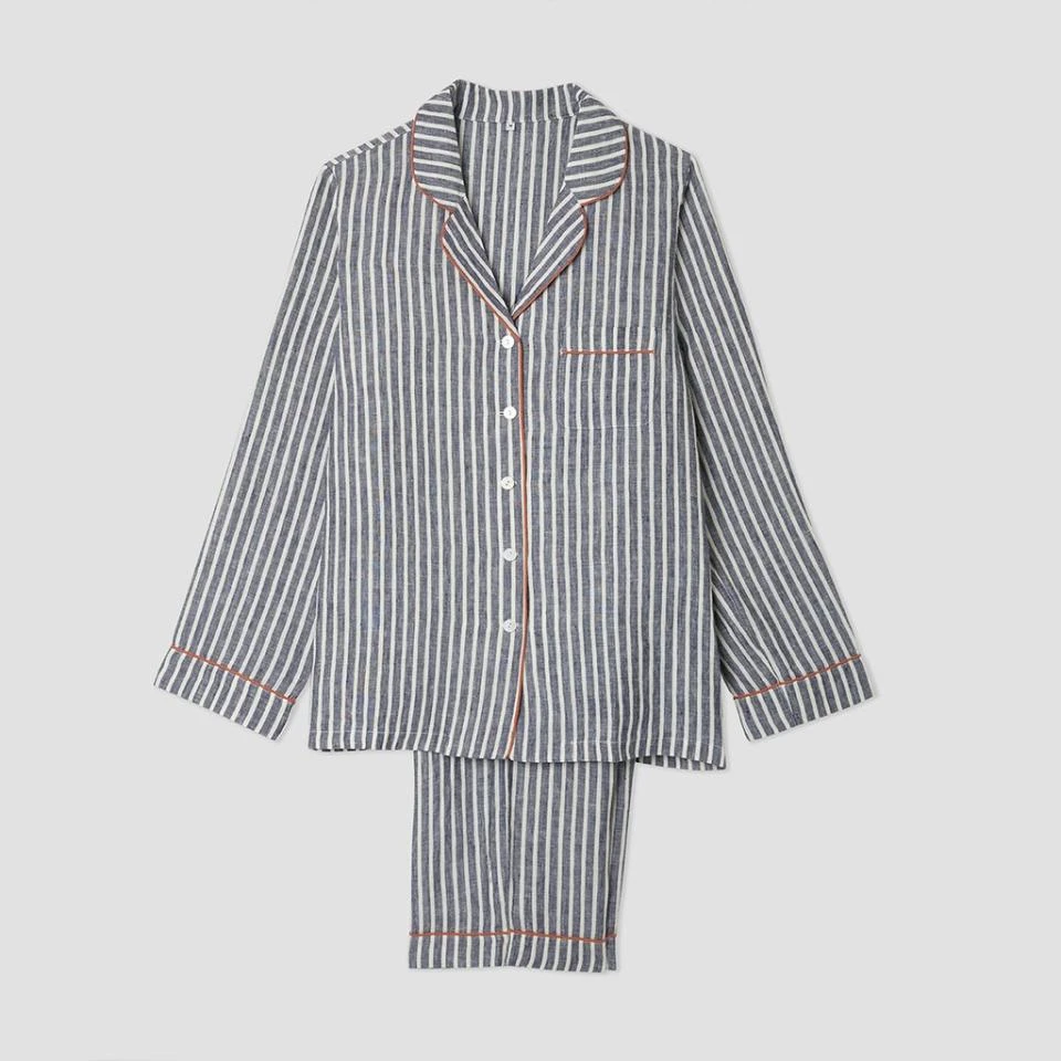 Men's Midnight Stripe Linen Pajama Set 3 Men's Midnight Stripe Linen Pajama Set