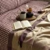 Berry Gingham Linen Flat Sheet -Piglet 30