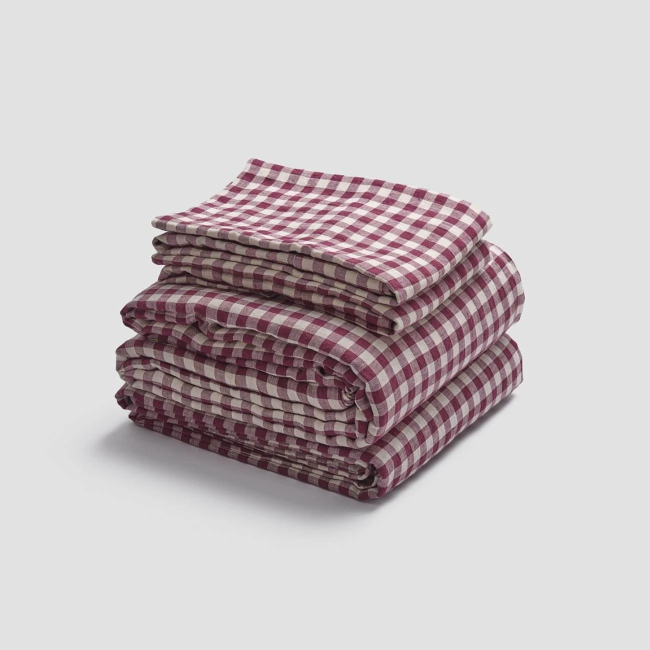 Berry Gingham Linen Sheet Set 3 Berry Gingham Linen Sheet Set