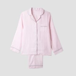 Blush Pink Linen Pajama Set -Piglet Blush Pink Linen Pajama Trouser Set Piglet in Bed 1