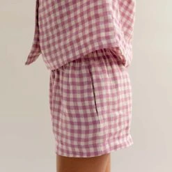 Orchid Gingham Linen Pajama Shorts 9 Orchid Gingham Linen Pajama Shorts -Piglet EG PIGLET ECOMM LOWRES 0399