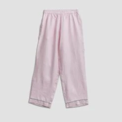 Blush Pink Linen Pajama Pants -Piglet Linen Pajamas Blush Piglet In Bed 2a