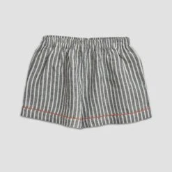 Midnight Stripe Pajama Shorts -Piglet Linen ShortsPajamas Midnight Stripe Piglet in Bed 1e 1
