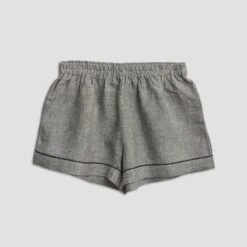 Gray Linen Pajama Shorts -Piglet LinenPajamaShortsSet Gray PigletinBed