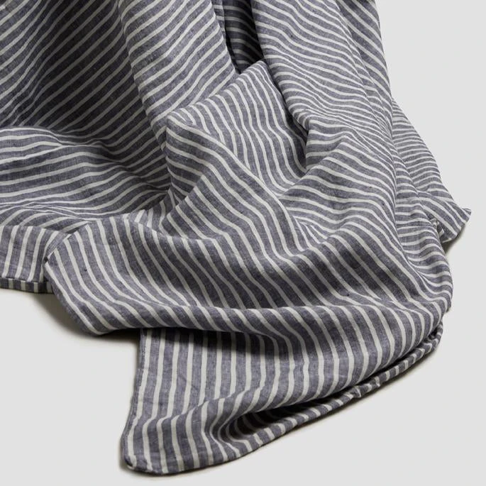Midnight Stripe Linen Fitted Sheet 6 Midnight Stripe Linen Fitted Sheet - Image 4