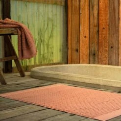 Creme Caramel Basketweave Cotton Bath Mat -Piglet Piglet in Bed Bathroom Collection Basketweave Cotton Bath Mat Creme Caramel 2