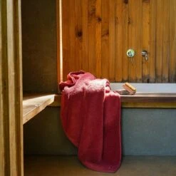 Mineral Red Organic Cotton Bath Sheet -Piglet Piglet in Bed Bathroom Collection Organic Cotton Bath Sheet Mineral Red 1