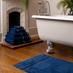 Moonlit Blue Bath Mat -Piglet Piglet in Bed Cotton Towels Moonlit Blue Lifestyle 1300x1300 3