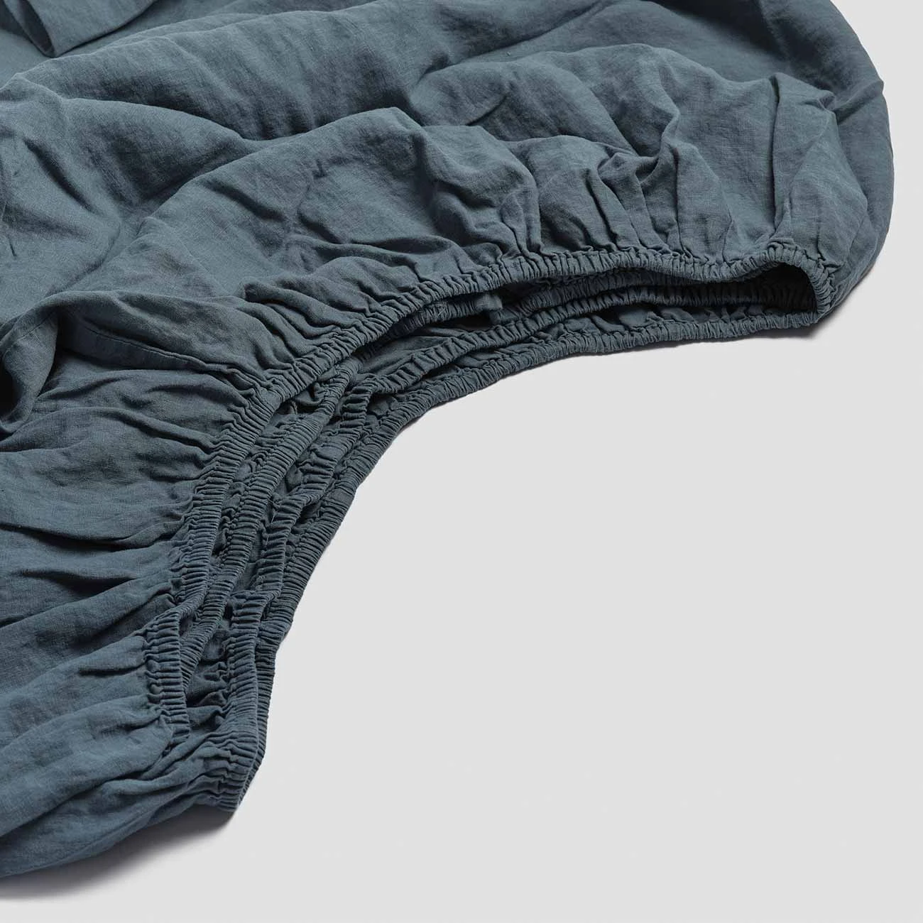 Deep Teal Linen Fitted Sheet 3 Deep Teal Linen Fitted Sheet