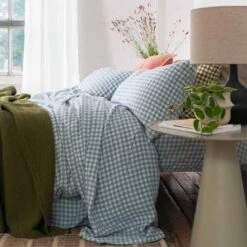 Warm Blue Gingham Linen Bedtime Bundle -Piglet Piglet in Bed Gingham Linen Bedding Warm Blue Lifestyle 3 8fbc2cfb 02d9 4819 a99c fdd817f24f74