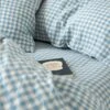 Warm Blue Gingham Linen Sheet Set -Piglet Piglet in Bed Gingham Linen Bedding Warm Blue Lifestyle 9.1