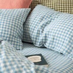 Warm Blue Gingham Linen Bedtime Bundle -Piglet Piglet in Bed Gingham Linen Bedding Warm Blue Lifestyle 9.2 eed9f221 e838 4997 aef7 c64967737b67