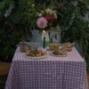 Orchid Gingham Linen Tablecloth 1 Orchid Gingham Linen Tablecloth -Piglet Piglet in Bed Gingham Linen Tablecloth Orchid 1