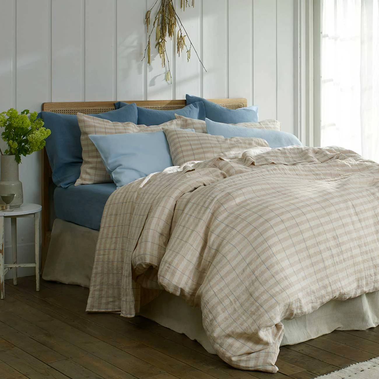 Cae Au Lait Check Stripe Linen Duvet Cover 3 Cae Au Lait Check Stripe Linen Duvet Cover