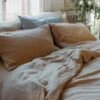 Sandstone Linen Flat Sheet 1 Sandstone Linen Flat Sheet -Piglet Piglet in Bed Linen Bedding Sandstone Lifestyle 7