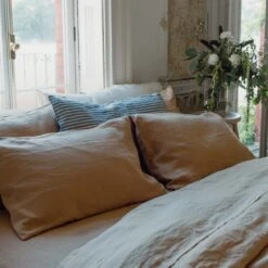 Sandstone Linen Pillowcases (Pair) 7 Sandstone Linen Pillowcases (Pair) -Piglet Piglet in Bed Linen Bedding Sandstone Lifestyle 9