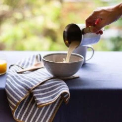 Midnight Stripe Linen Napkin Set Of 4 -Piglet Piglet in Bed Linen Napkin Set Midnight Stripe Lifestyle 5