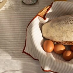 Oatmeal Stripe Linen Napkin Set Of 4 -Piglet Piglet in Bed Linen Napkin Set Oatmeal Stripe Lifestyle 17 1