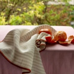 Oatmeal Stripe Linen Napkin Set Of 4 -Piglet Piglet in Bed Linen Napkin Set Oatmeal Stripe Lifestyle 4 1