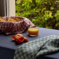 Orchid Gingham Linen Napkin Set Of 4 -Piglet Piglet in Bed Linen Napkin Set Orchid Gingham Lifestyle 1