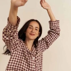 Berry Gingham Pajama Shirt