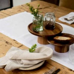 White Linen Table Runner -Piglet Piglet in Bed Linen Table Runner White 14 1