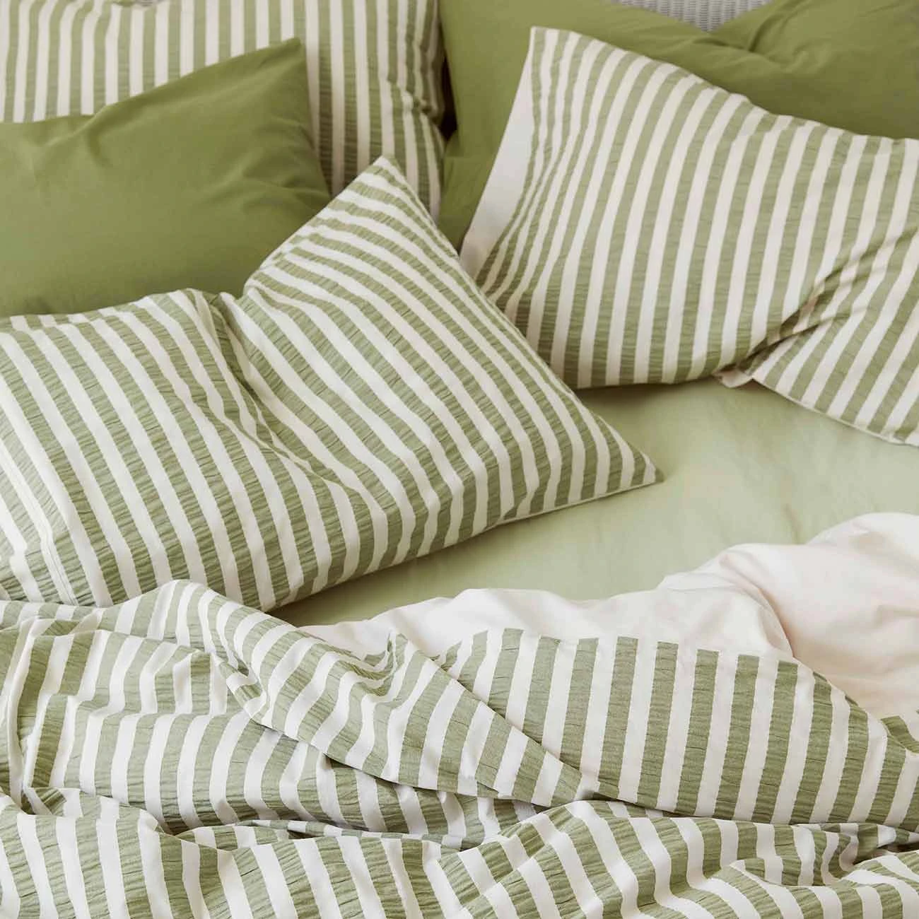 Pear Seersucker Stripe Cotton Duvet Cover 7 Pear Seersucker Stripe Cotton Duvet Cover - Image 5