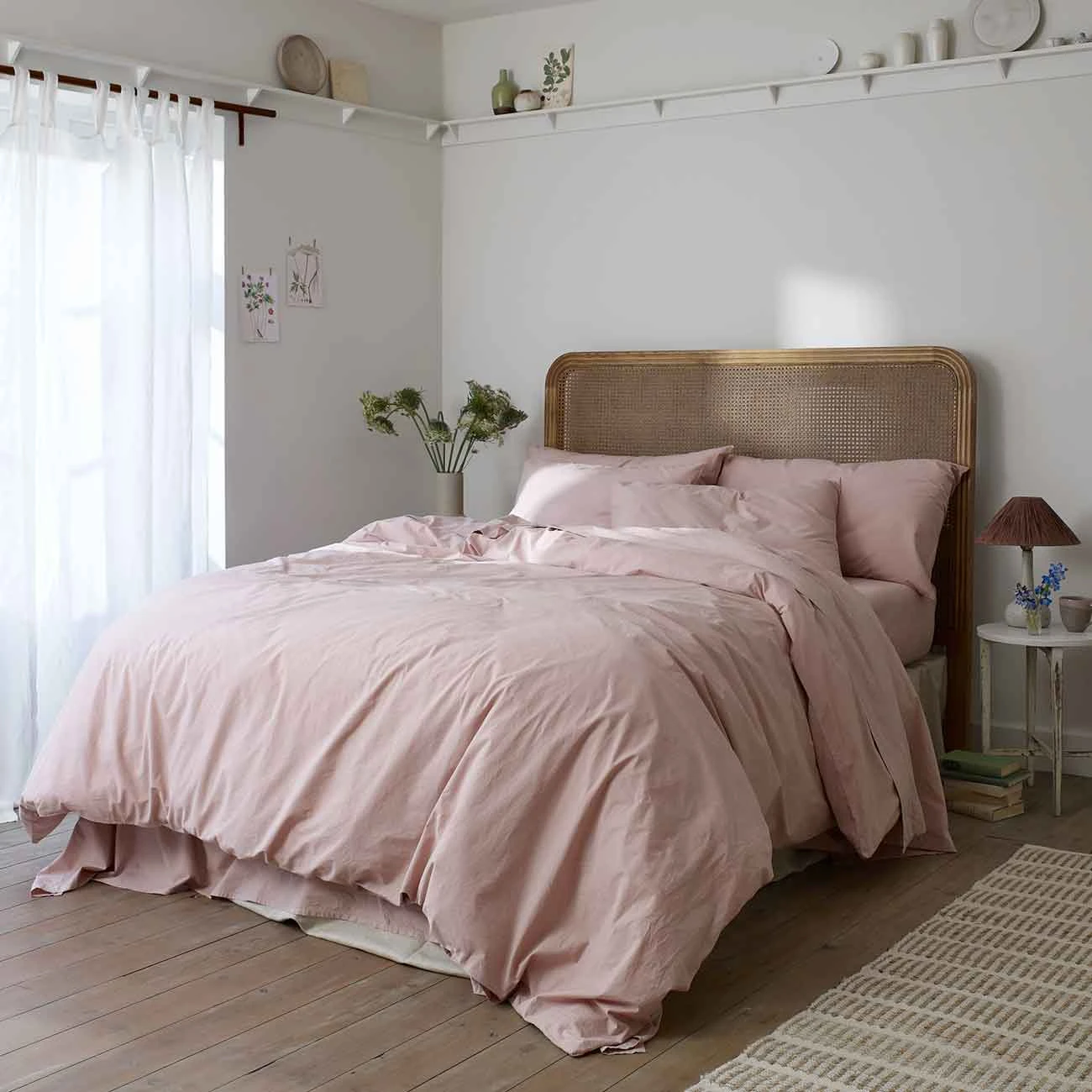 French Rose Washed Cotton Percale Flat Sheet 3 French Rose Washed Cotton Percale Flat Sheet
