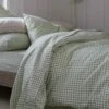 Pear Small Gingham Cotton Flat Sheet -Piglet Piglet in Bed Washed Cotton Bedding Pear Gingham1300X1300 Web 4