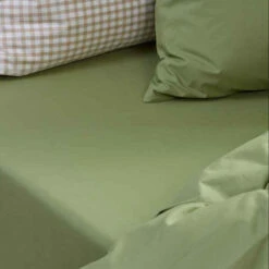 Pear Washed Cotton Percale Fitted Sheet -Piglet Piglet in Bed Washed Cotton Bedding Plain Pear1300X1300 Web 2 1
