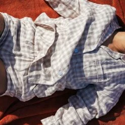 Mushroom Gingham Pajama Shirt -Piglet Piglet in Bed Womens Mushroom Gingham Pyjama Shorts Set Lifestyle 4 1