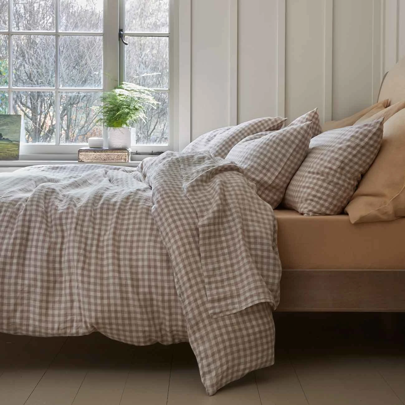 Mushroom Gingham Linen Sheet Set 9 Mushroom Gingham Linen Sheet Set - Image 7