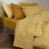 Honey Gingham Linen Flat Sheet -Piglet PigletInBed LinenBedding HoneyGingham 1300x1300 Web 3