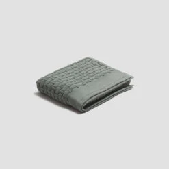 Ash Green Basketweave Cotton Bath Mat -Piglet PigletinBed BathroomCollection BasketweaveCottonBathMat AshGreen 1 GreyBG