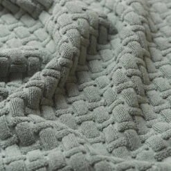 Ash Green Basketweave Cotton Bath Mat -Piglet PigletinBed BathroomCollection BasketweaveCottonBathMat AshGreen 4 GreyBG