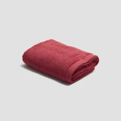 Mineral Red Organic Cotton Bath Towel -Piglet PigletinBed BathroomCollection OrganicCottonBathTowel MineralRed 1 GreyBG