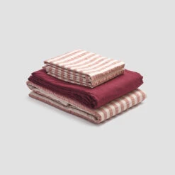 Desert Sand Seersucker Stripe Cotton Bundle -Piglet PigletinBed CottonBasicBundle DesertSandSeersuckerStripe Mix Match V4 Mulberry greyBG 1