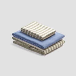 Pear Seersucker Stripe Cotton Bundle -Piglet PigletinBed CottonBasicBundle PearSeersuckerStripe Mix Match V3 CoveBlue greyBG 1