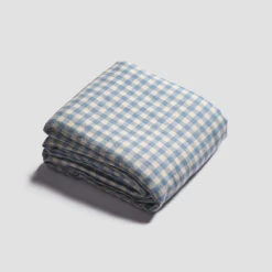 Warm Blue Gingham Linen Bedtime Bundle -Piglet PigletinBed GinghamBeddingDuvetCover WarmBlue 1 greyBG 90aa3d17 bf9e 488f 8119 4c81619e2445