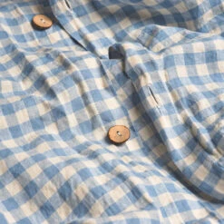 Warm Blue Gingham Linen Bedtime Bundle -Piglet PigletinBed GinghamBeddingDuvetCover WarmBlue 2 greyBG 7f7e746c 3dfb 40dd 9dc2 62036f143f5c