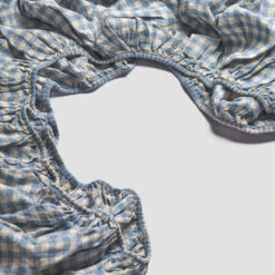 Warm Blue Gingham Linen Bedtime Bundle -Piglet PigletinBed GinghamBeddingFittedSheet WarmBlue 2 greyBG af80cb7b f095 4d54 87e2 409f24087072