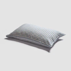 Warm Blue Gingham Linen Sheet Set -Piglet PigletinBed GinghamBeddingPillowCase WarmBlue 1 greyBG 4ab862c2 dd66 4036 99ae 0cc5afba4037