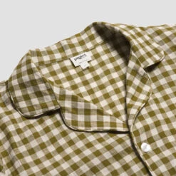 Men's Botanical Green Gingham Linen Pajama Shirt (Top Only) 11 Men's Botanical Green Gingham Linen Pajama Shirt (Top Only) -Piglet PigletinBed GinghamMensShirt BotanicGreen 2 greybg