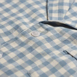 Men's Warm Blue Gingham Linen Pajama Shirt 9 Men's Warm Blue Gingham Linen Pajama Shirt -Piglet PigletinBed GinghamMensShirt WarmBlue 3 2a491620 10a2 45db bf40 3f5e9070cd09