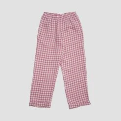 Men's Orchid Gingham Linen Pajama Pants -Piglet PigletinBed GinghamPyjamas Trousers Orchid 1 greybg