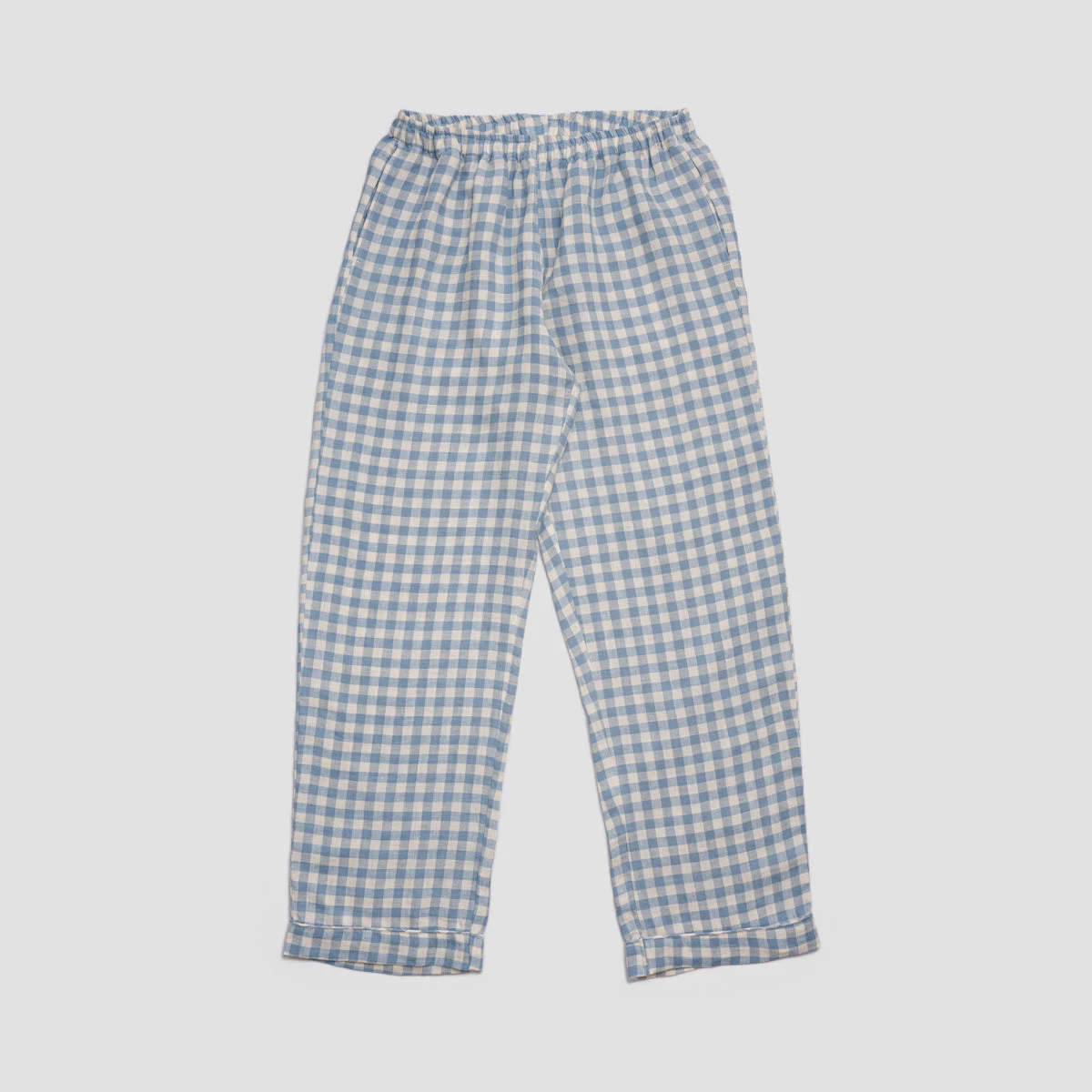 Men's Warm Blue Gingham Linen Pajama Pants 5 Men's Warm Blue Gingham Linen Pajama Pants - Image 3