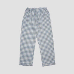 Warm Blue Gingham Linen Pajama Set -Piglet PigletinBed GinghamPyjamas Trousers WarmBlue 1 greybg de546057 9dc8 42b8 8ba7 bb2cd4f58ec7