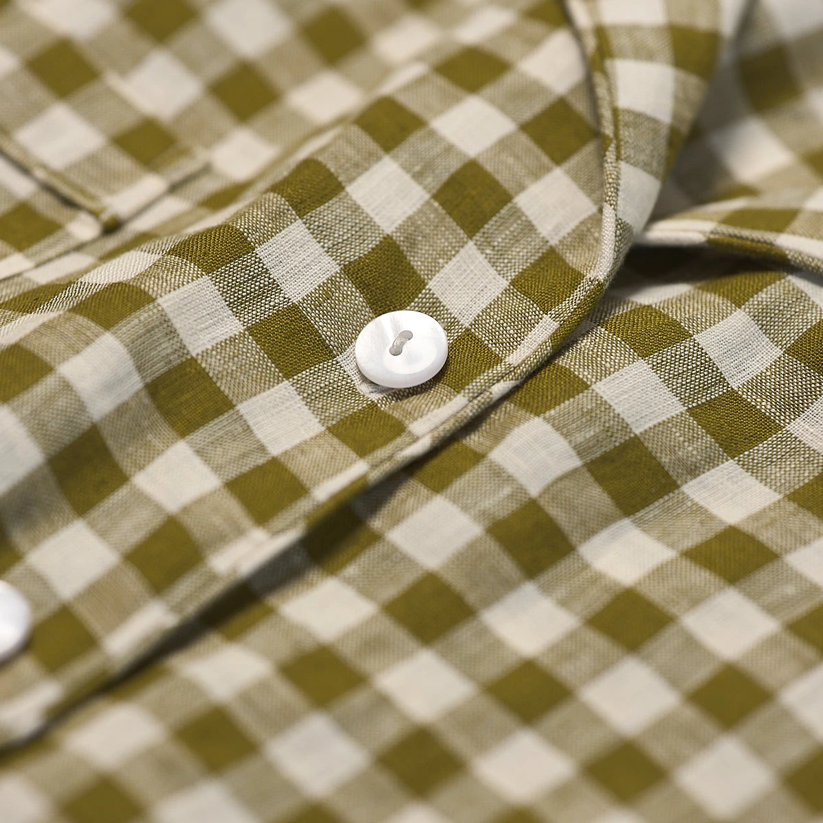 Botanical Green Gingham Linen Pajama Shirt (Top Only) 6 Botanical Green Gingham Linen Pajama Shirt (Top Only) - Image 4