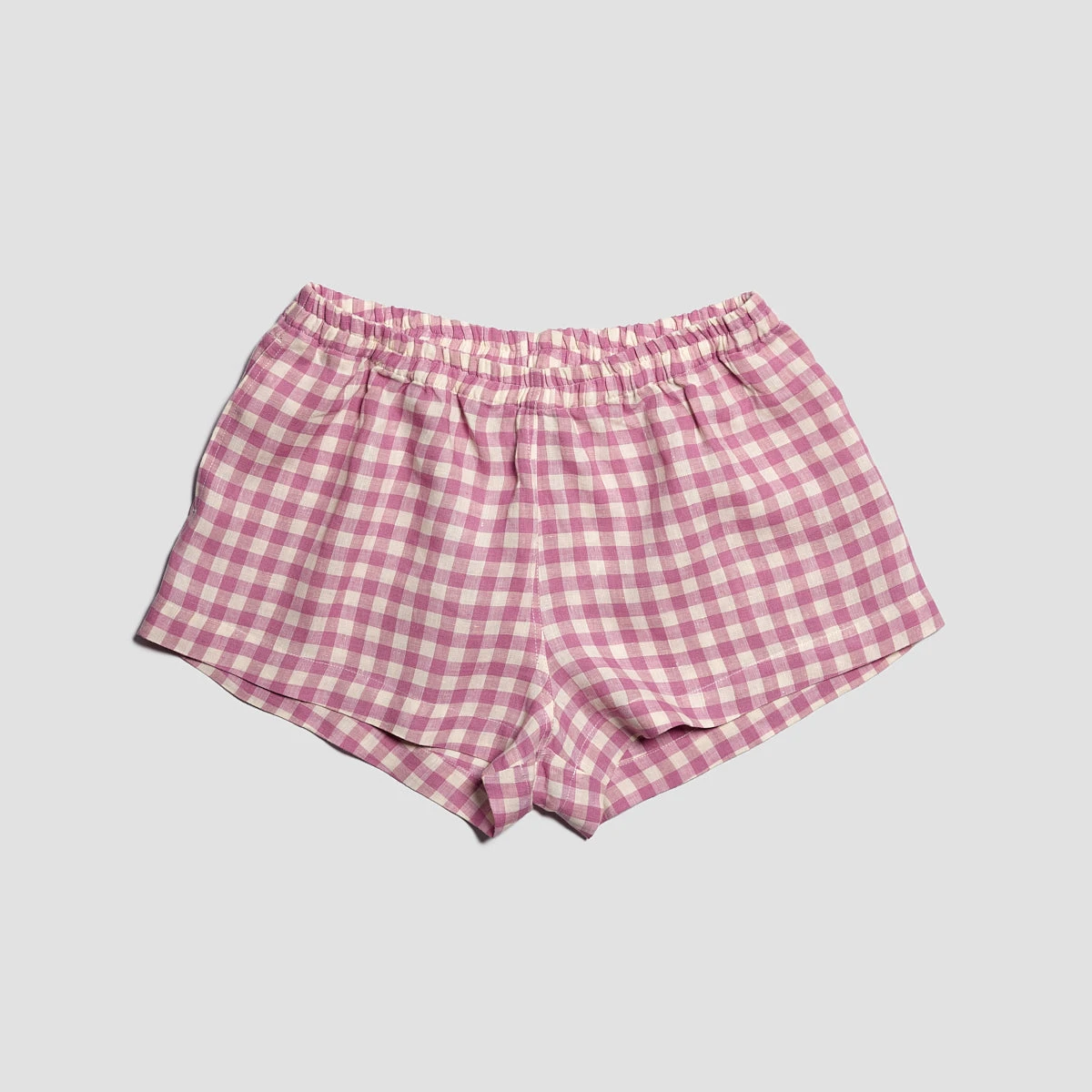 Orchid Gingham Linen Pajama Shorts 4 Orchid Gingham Linen Pajama Shorts - Image 2